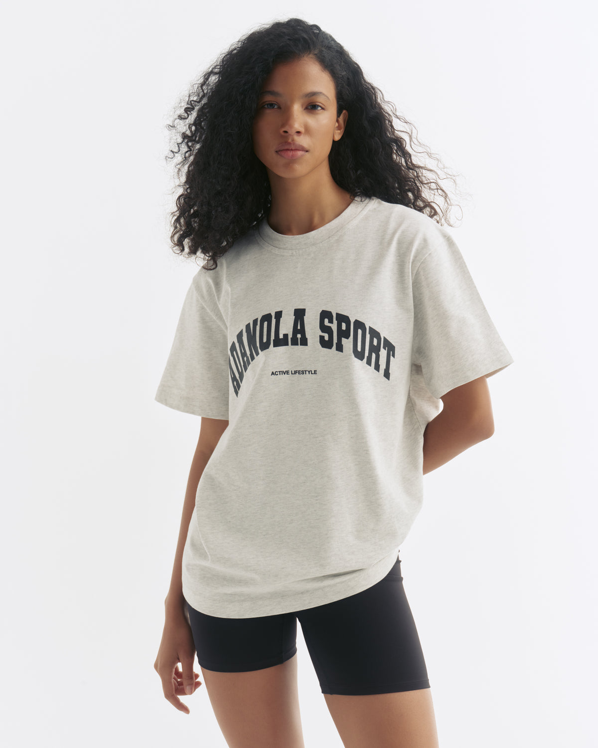 AS Short Sleeve Oversized T shirt Light Grey Melange Black