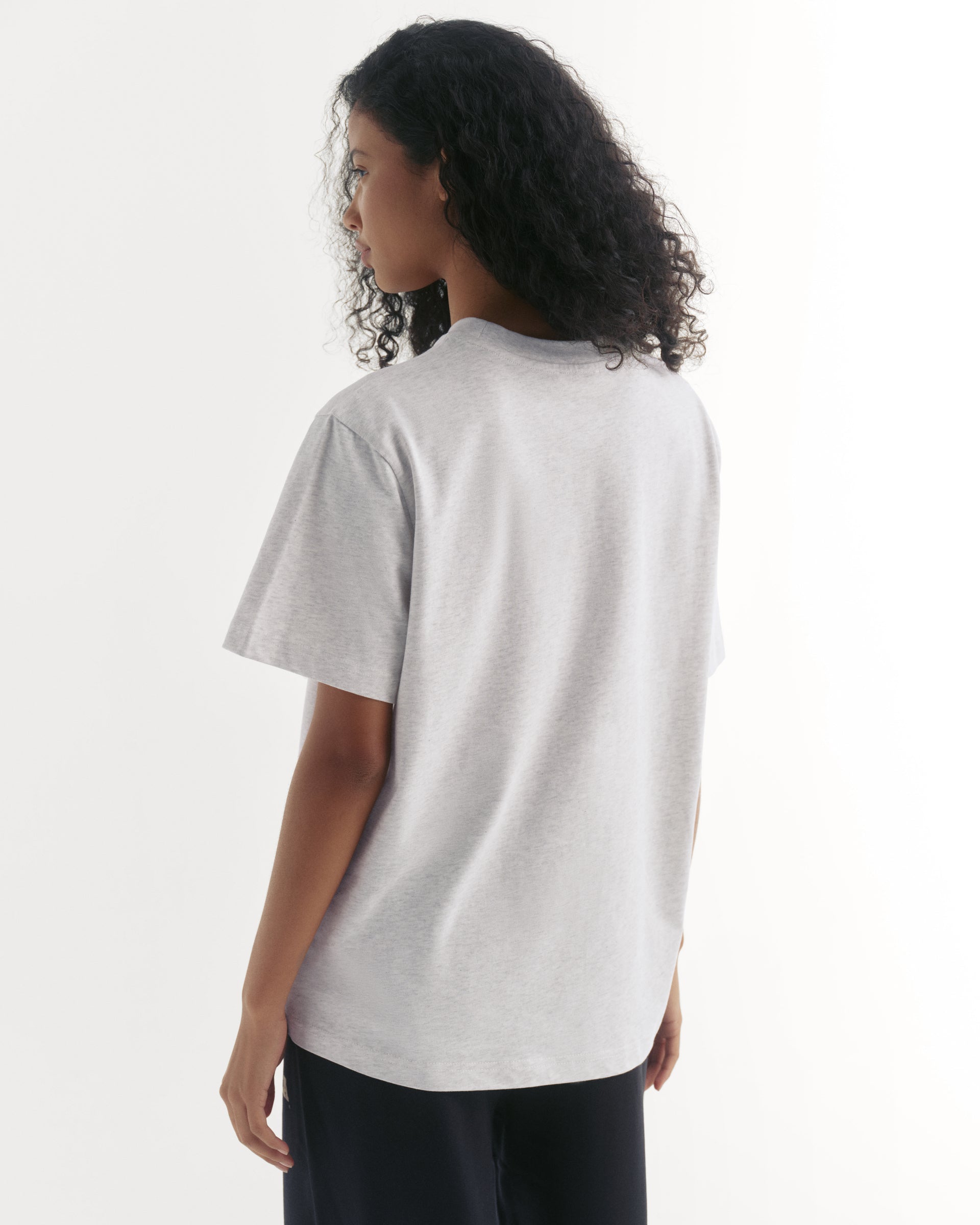 Varsity Short Sleeve Oversized T-shirt - Light Grey Melange/Black