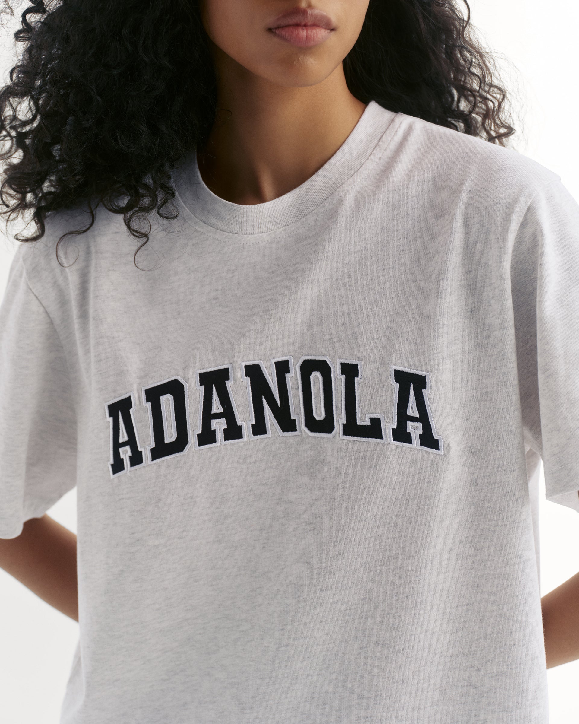 Varsity Short Sleeve Oversized T-shirt - Light Grey Melange/Black