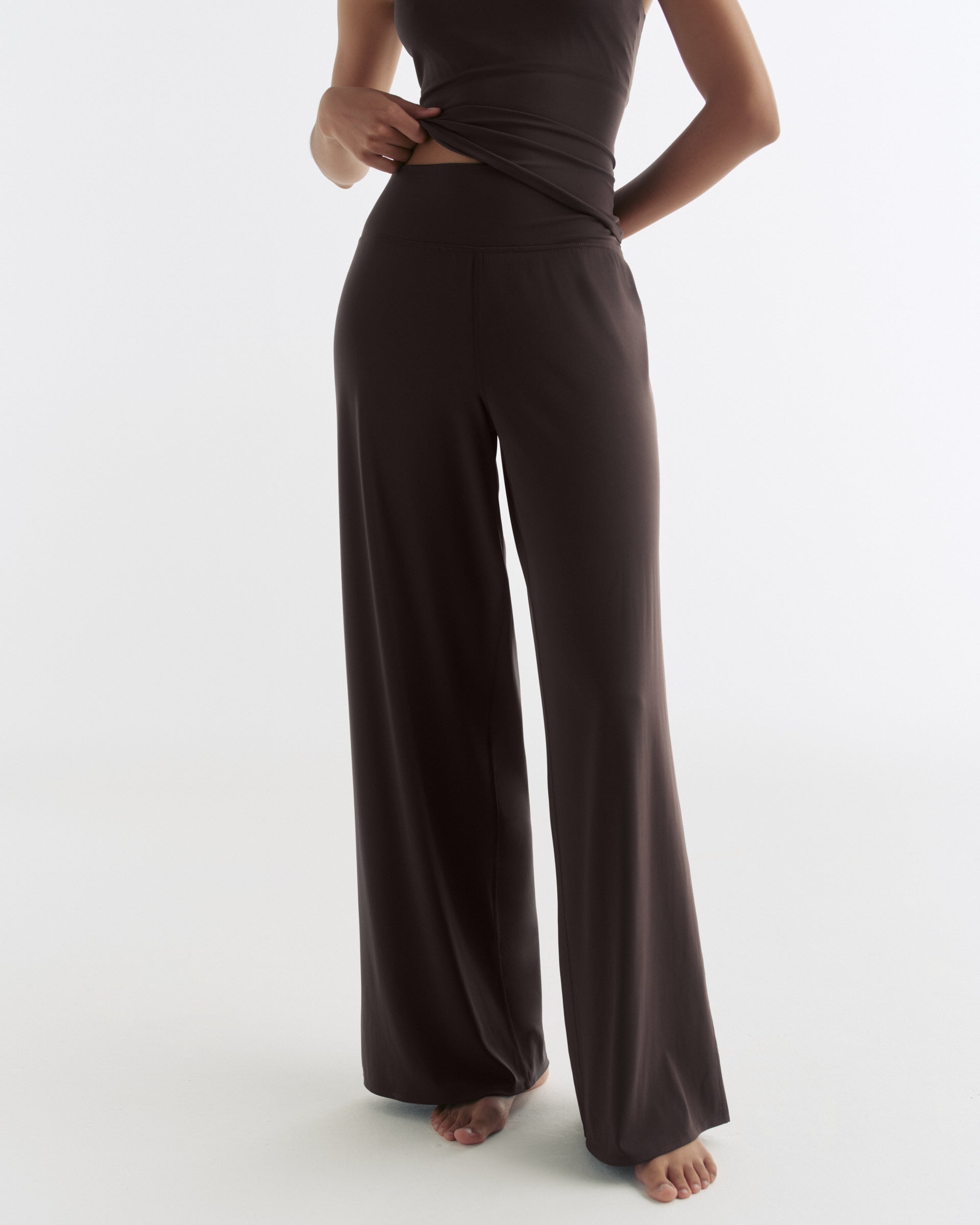 Women's Wide Leg Yoga Pants - Coffee Bean | Adanola – Adanola