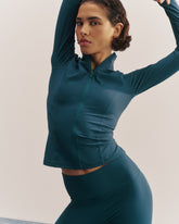 Ultimate Long Sleeve Zip Up Top - Teal Blue