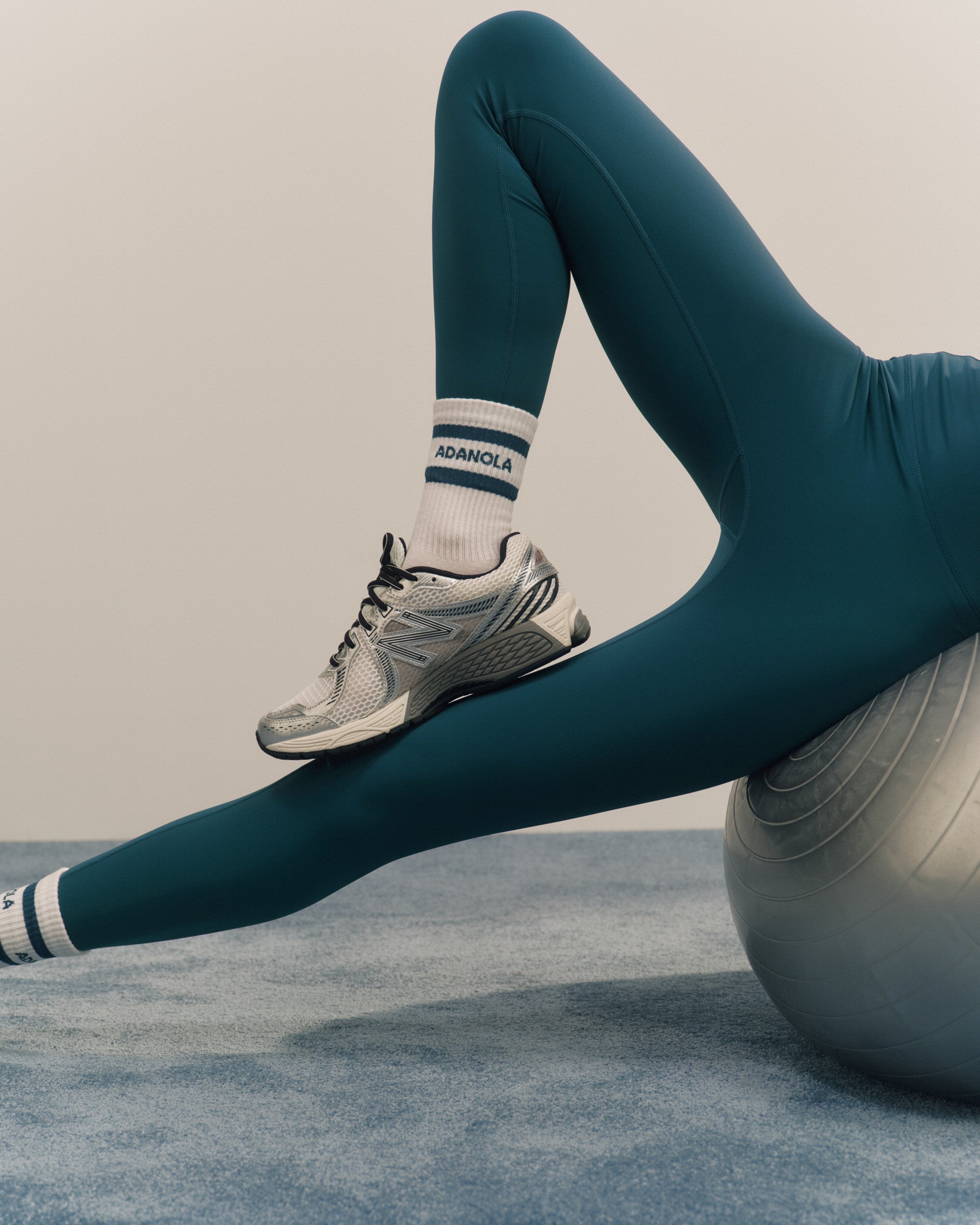 Sports Stripe Socks - White/Teal Blue