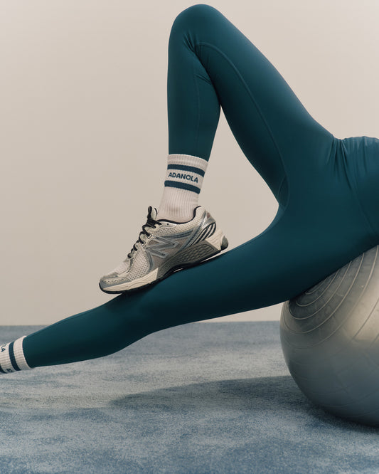 Sports Stripe Socks - White/Teal Blue