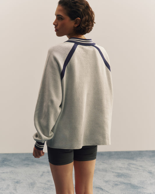 Knit Varsity Jacquard Long Sleeve Top - Marshmallow White