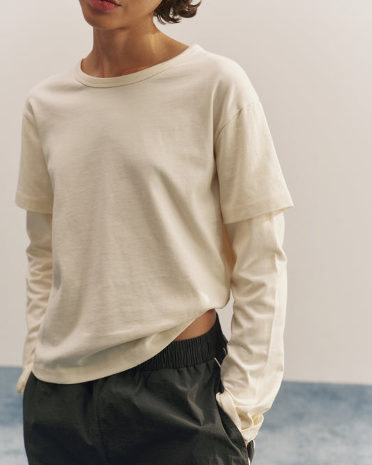 Double Layer Long Sleeve T-shirt - Marshmallow White