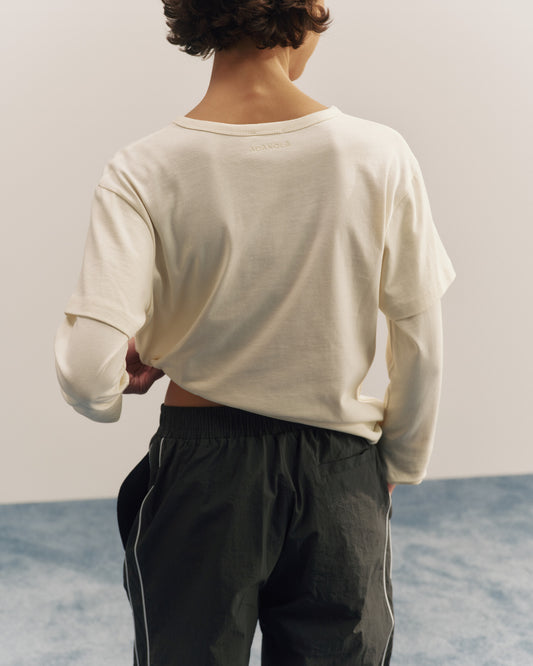 Double Layer Long Sleeve T-shirt - Marshmallow White