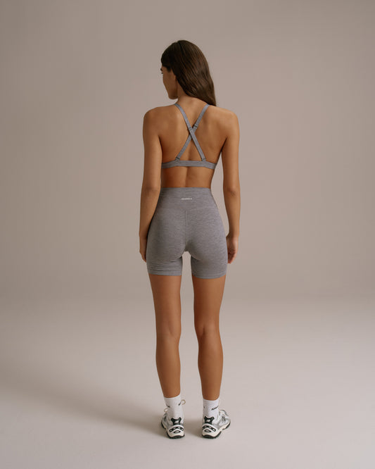 Brushed Triangle Cross Back Bra - Dark Grey Melange