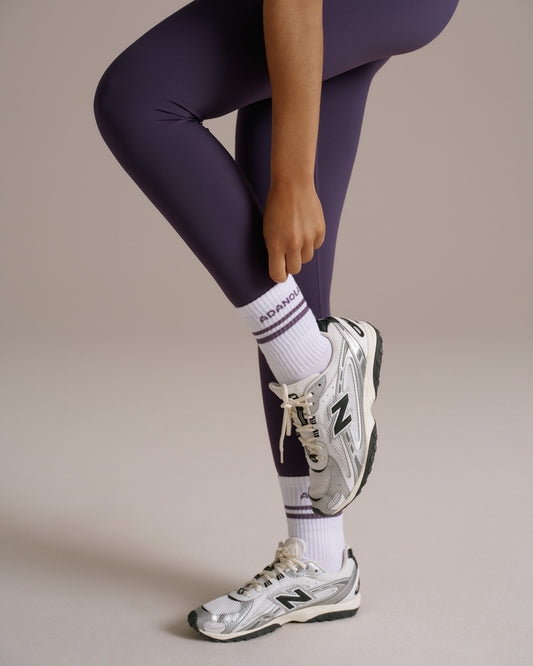 Sport Stripe Socks - White/Dark Plum