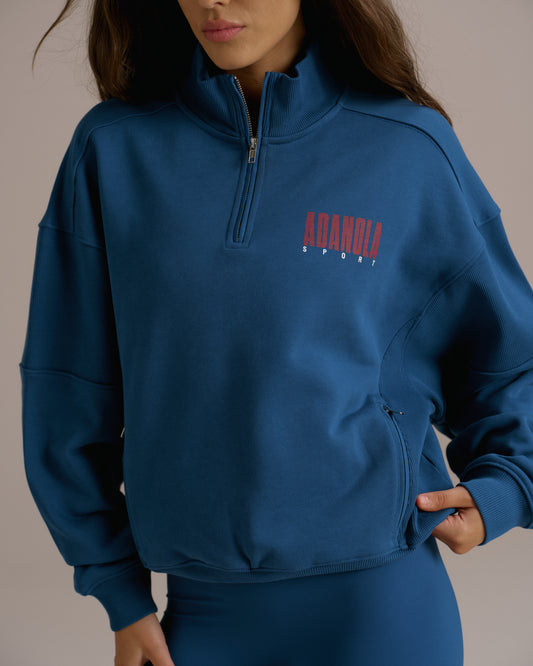 Sport Horizon Relaxed Funnel Neck Zip Sweatshirt -  College Blue