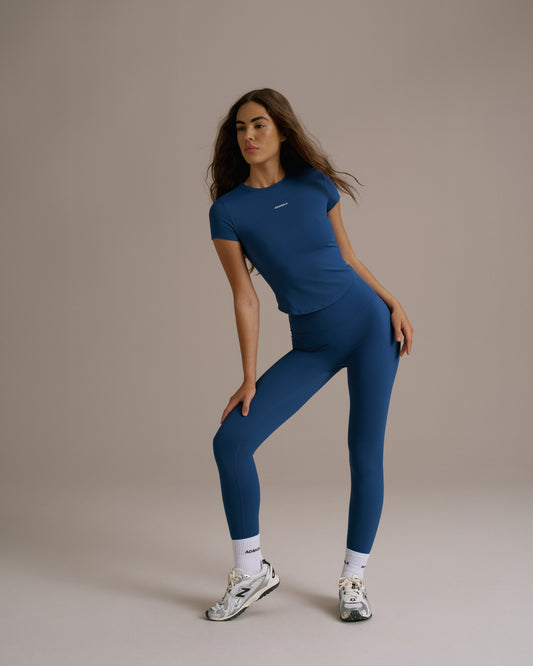 Ultimate Curved Hem Short Sleeve Top - College Blue