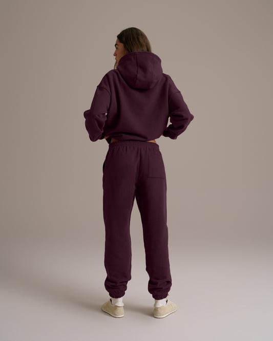 Varsity Oversized Hoodie - Dark Cherry/Marshmallow White