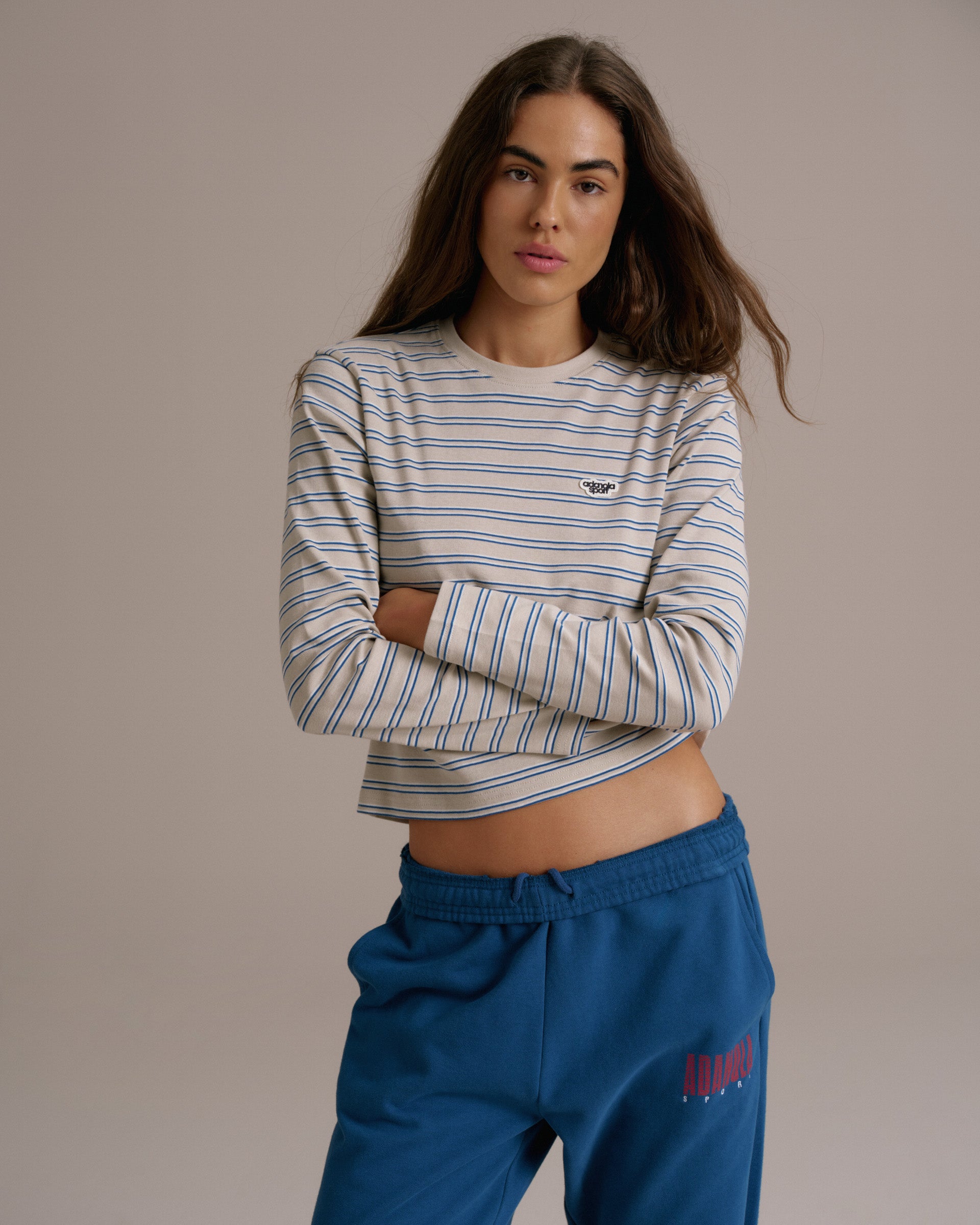 Rib Stripe Long Sleeve T-shirt - Marshmallow White – Adanola