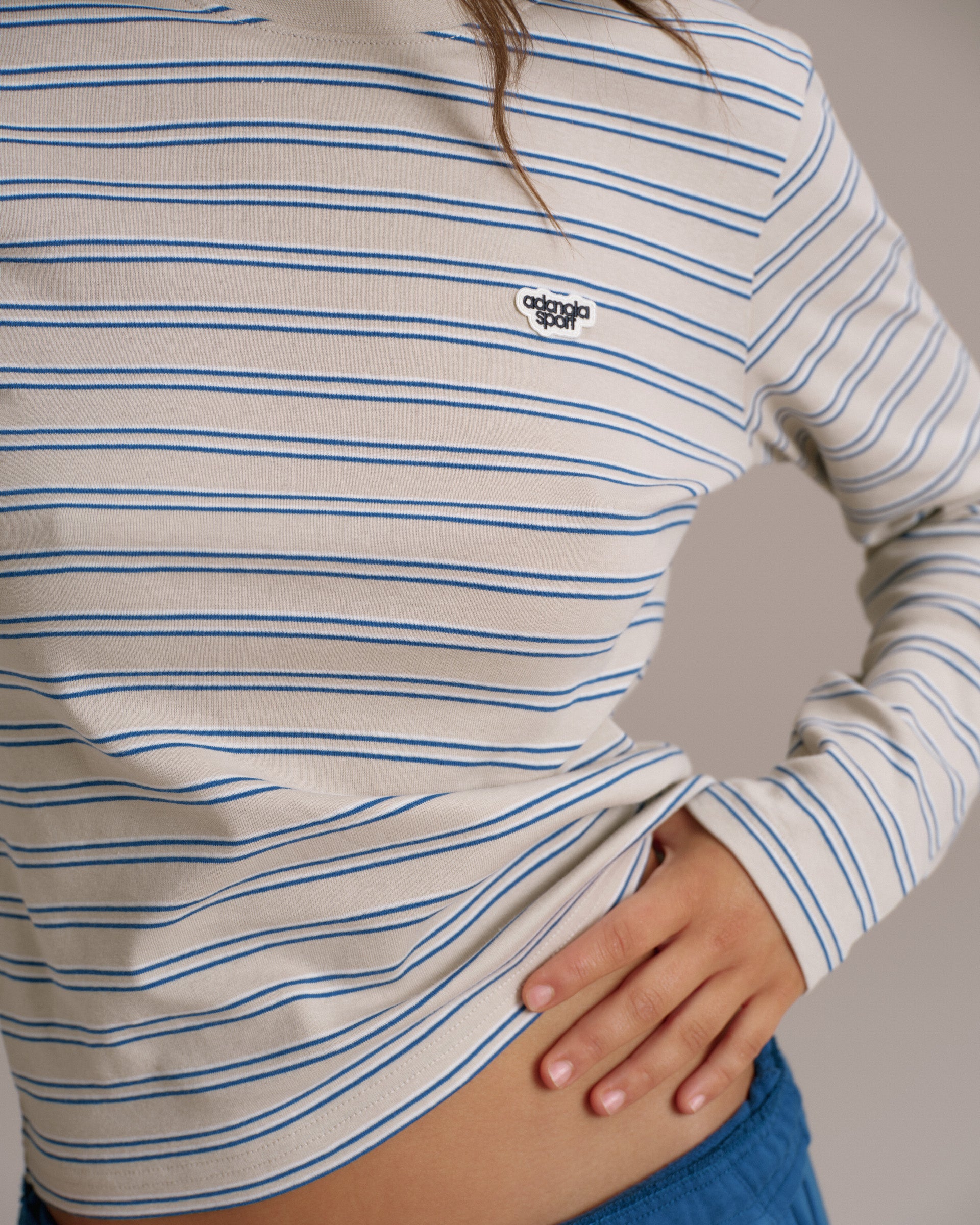 Rib Stripe Long Sleeve T-shirt - Marshmallow White – Adanola