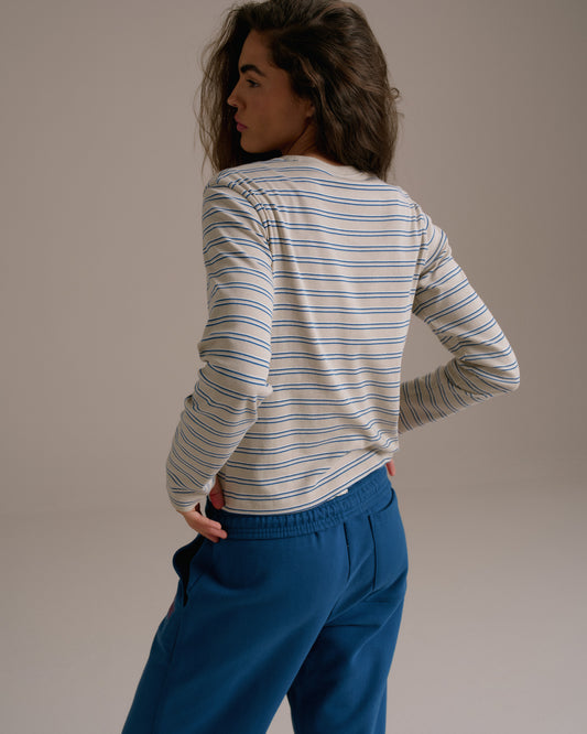 Rib Stripe Long Sleeve T-shirt - Marshmallow White