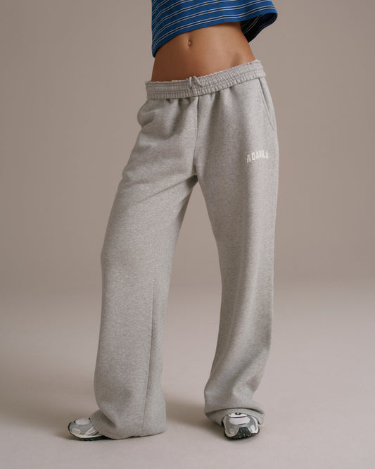 Varsity Straight Leg Sweatpants - Grey Melange/Marshmallow White