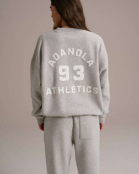 Varsity Oversized Sweatshirt - Grey Melange/Marshmallow White