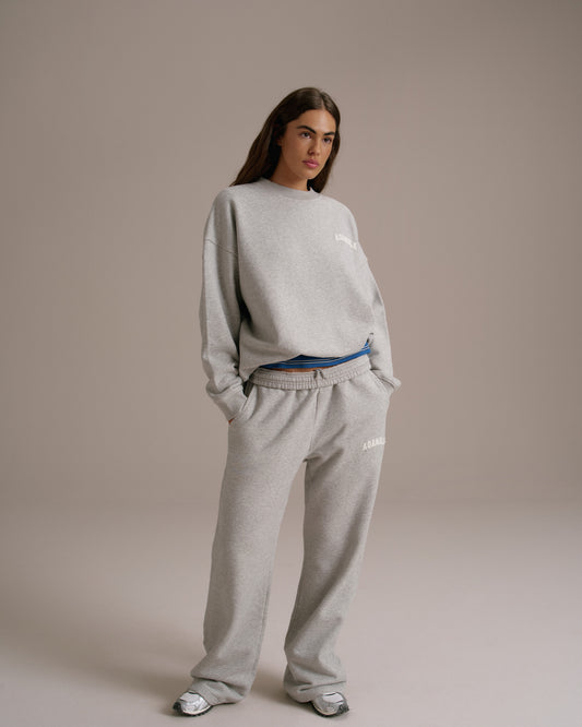 Varsity Oversized Sweatshirt - Grey Melange/Marshmallow White