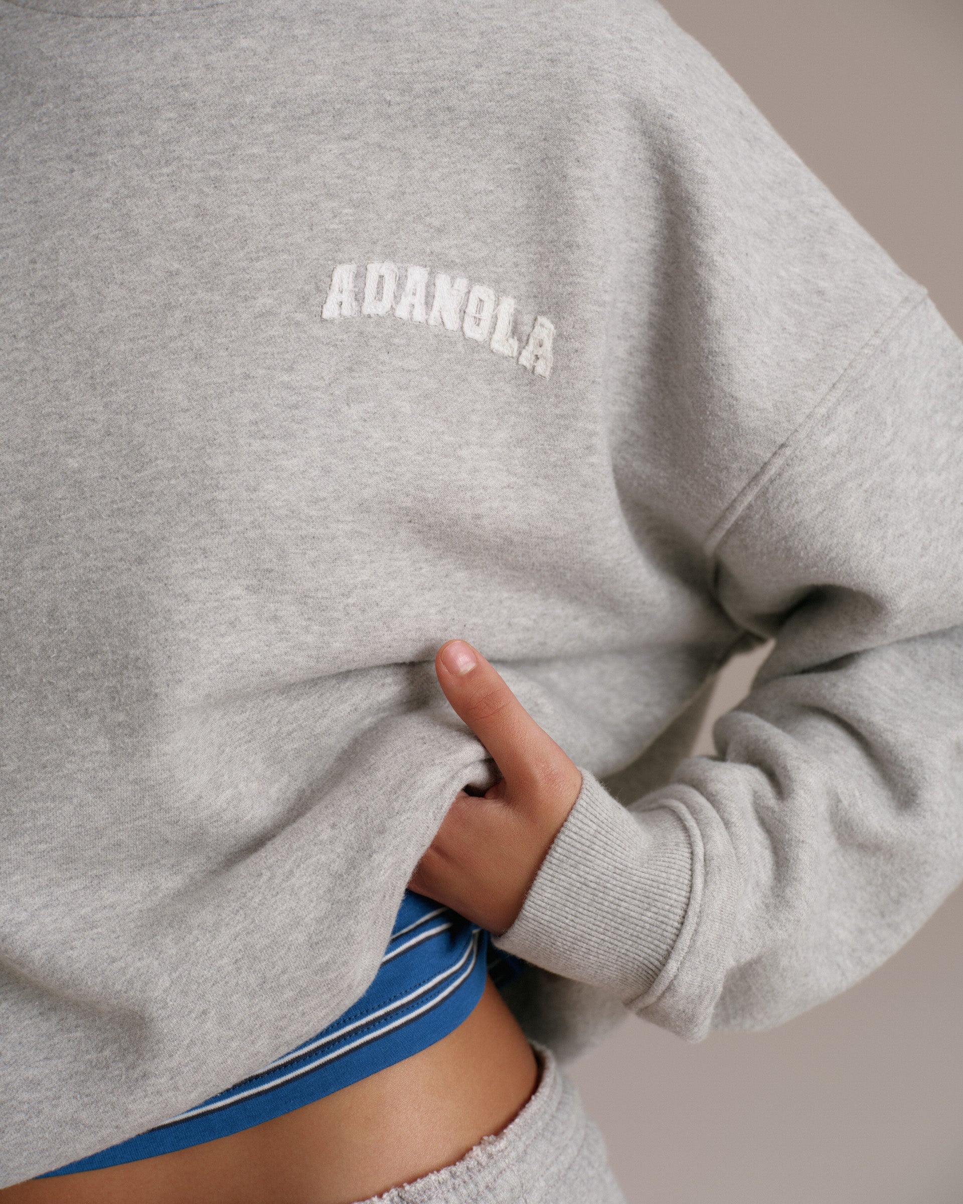 Varsity Oversized Sweatshirt - Grey Melange/Marshmallow White