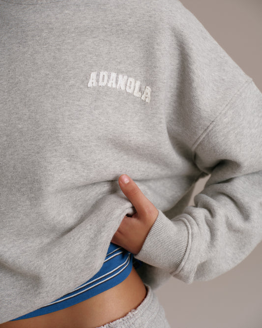 Varsity Oversized Sweatshirt - Grey Melange/Marshmallow White