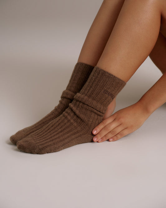 Knitted Socks - Mocha Brown