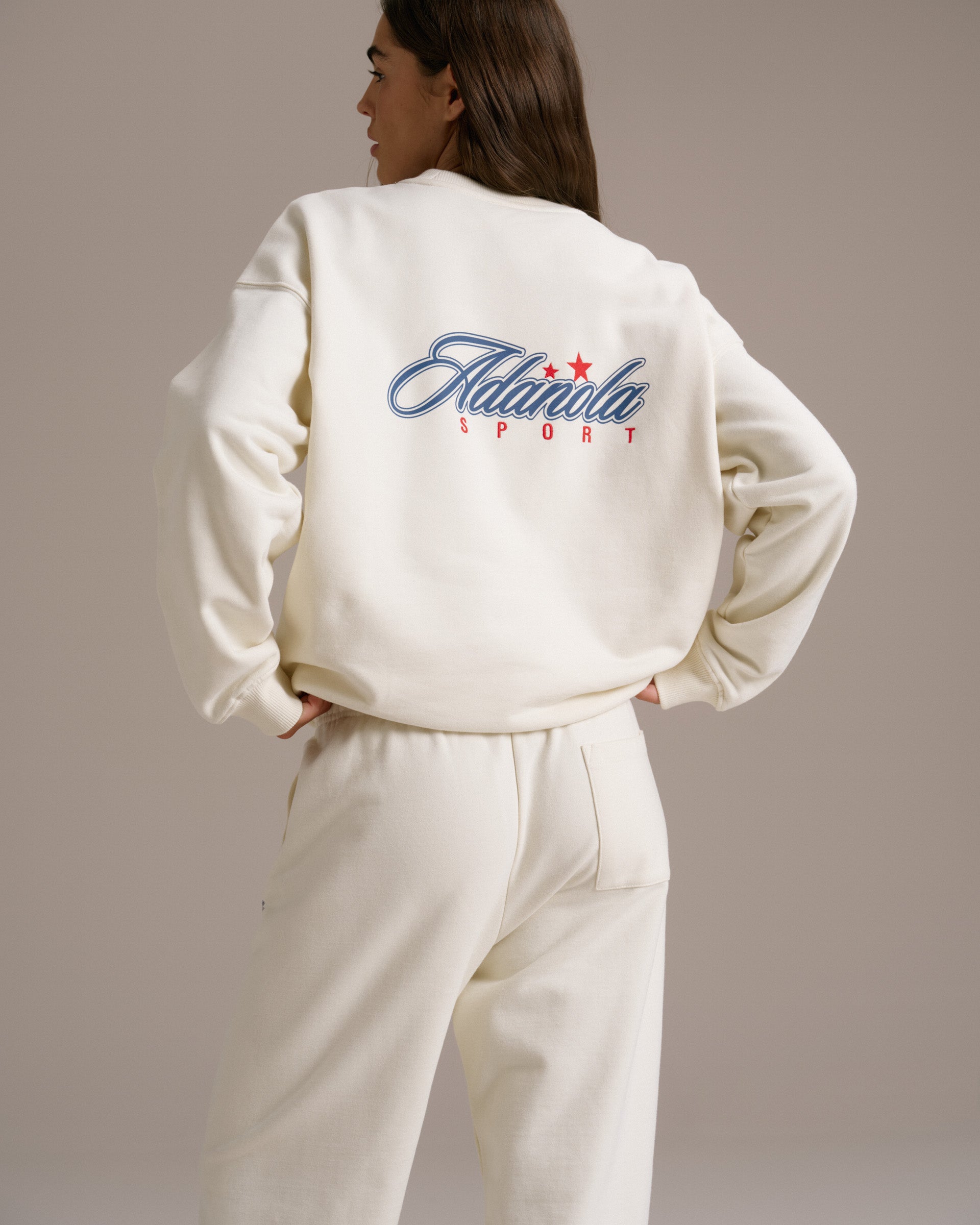 Varsity Collegiate Oversized Sweatshirt - Marshmallow White