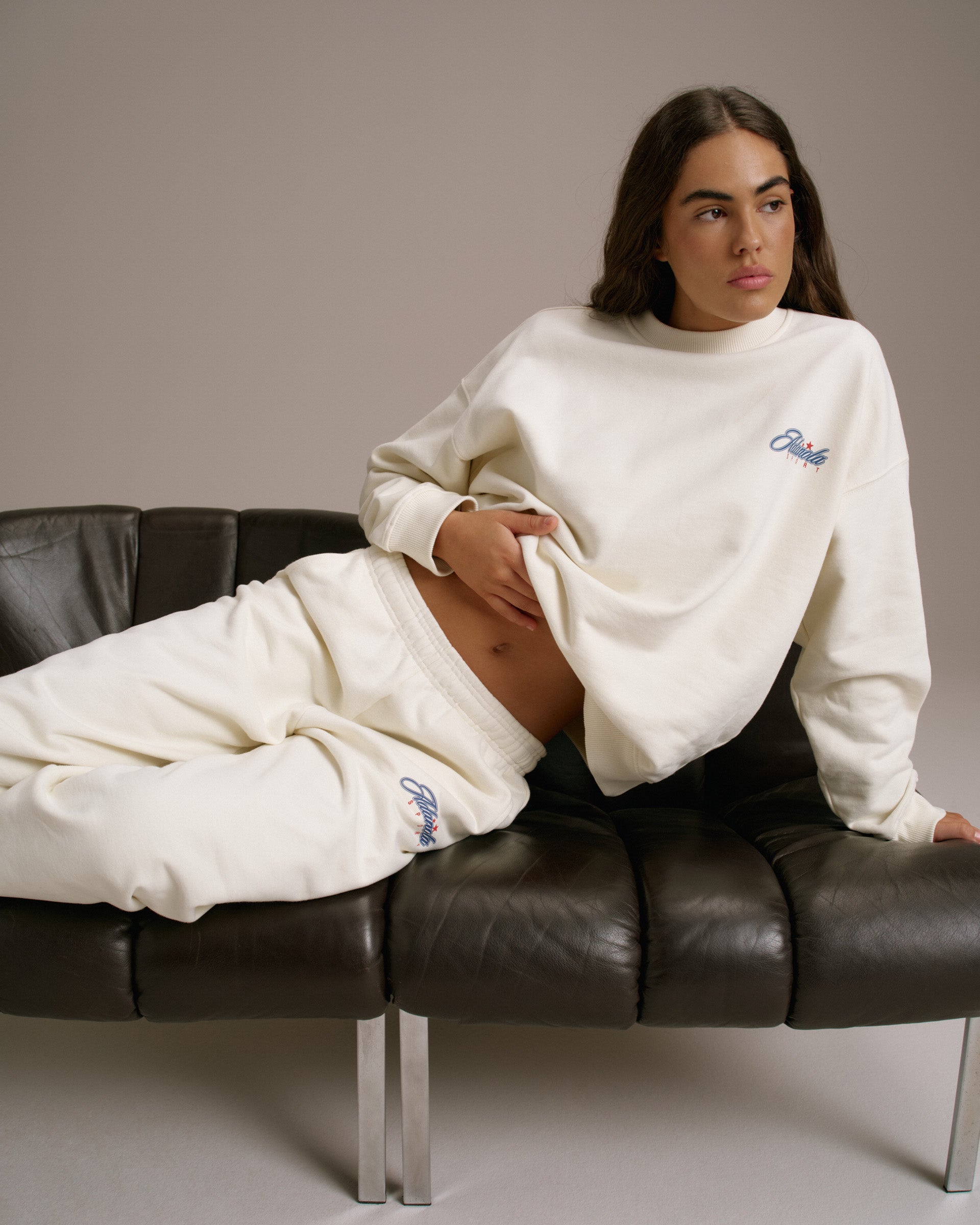 Varsity Collegiate Oversized Sweatshirt - Marshmallow White