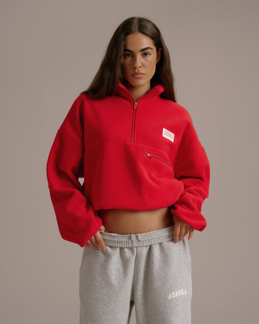 Quarter Zip Polar Fleece - Classic Red