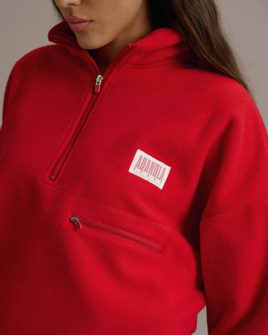 Quarter Zip Polar Fleece - Classic Red
