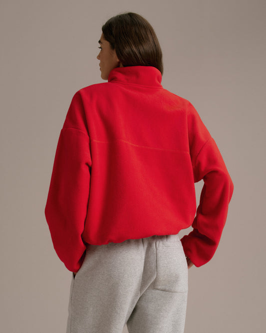 Quarter Zip Polar Fleece - Classic Red