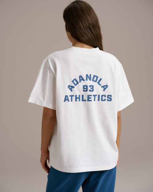 Varsity Short Sleeve Oversized T-shirt - White/College Blue