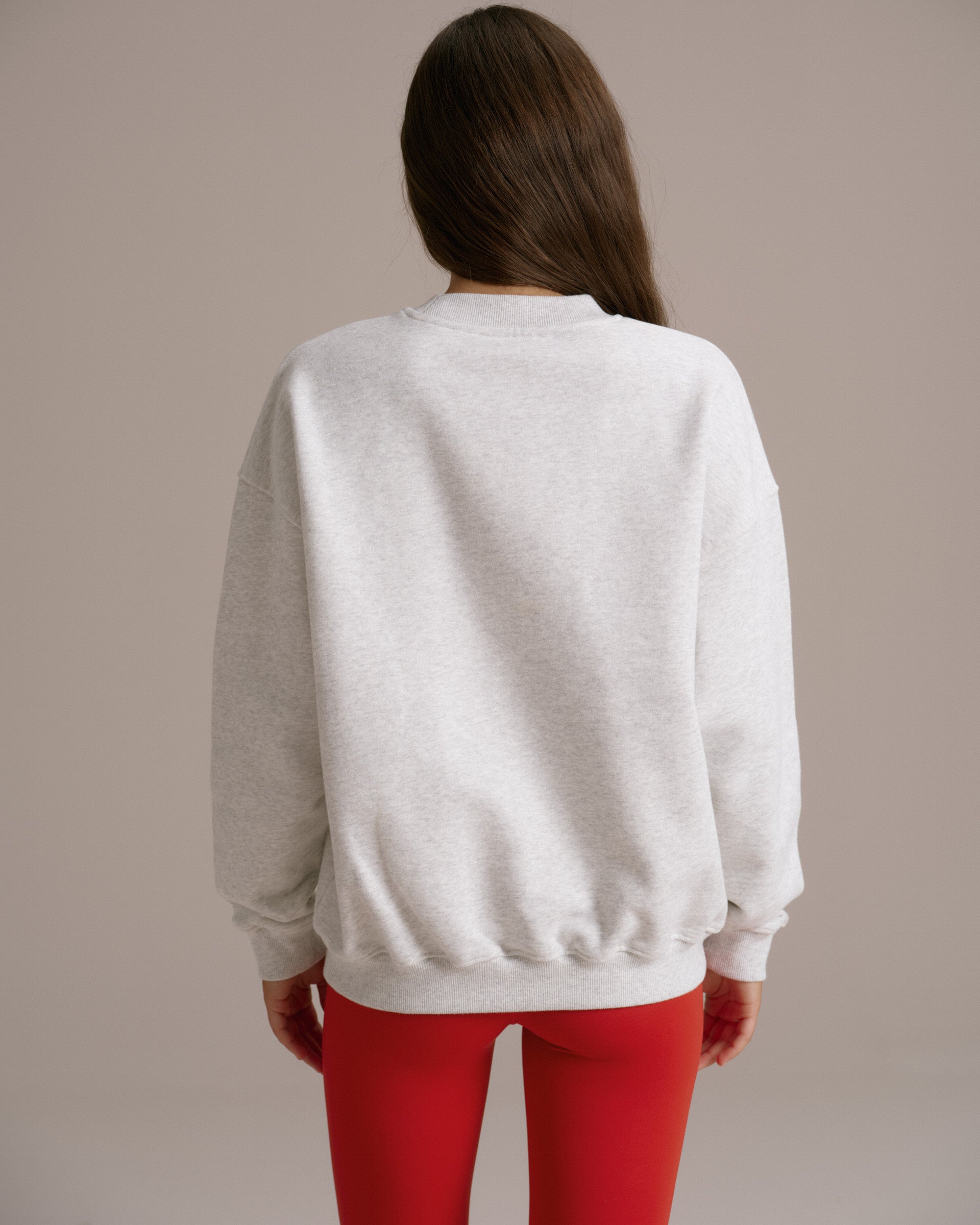 AS Oversized Sweatshirt - Light Grey Melange/Apple Red
