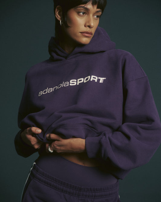 90s Sport Oversized Hoodie - Dark Plum