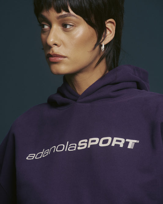 90s Sport Oversized Hoodie - Dark Plum