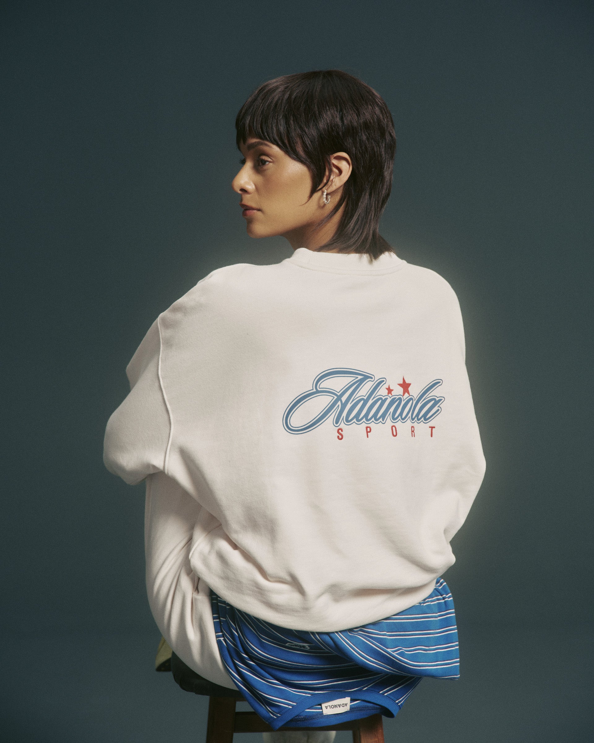 Varsity Collegiate Oversized Sweatshirt - Marshmallow White