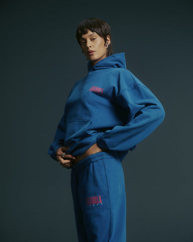 Sport Horizon Oversized Hoodie - Washed College Blue