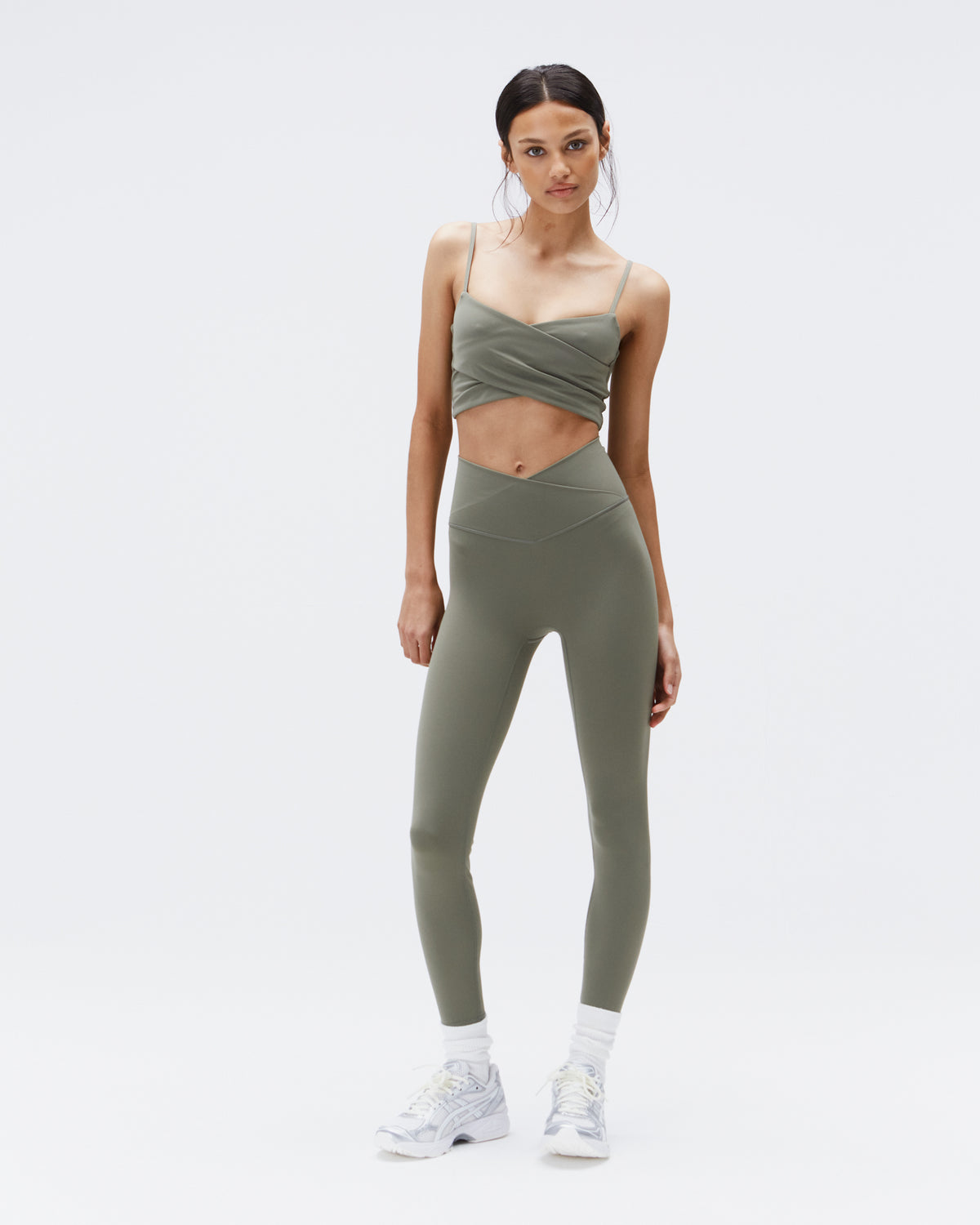 ADANOLA Ultimate Tall Mid-rise Stretch-jersey leggings in Green