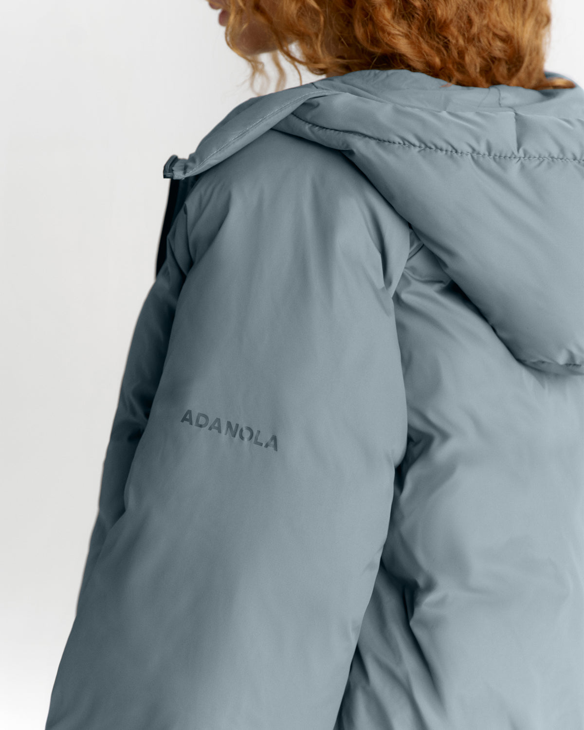 Funnel Neck Balloon Sleeve Down Puffer Jacket - Storm Blue
