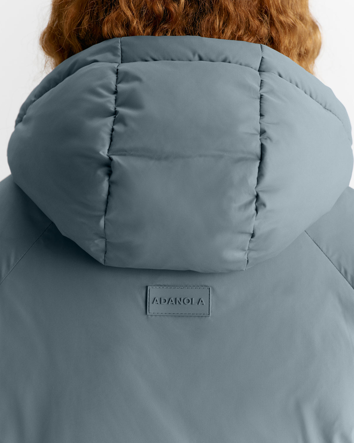 Funnel Neck Balloon Sleeve Down Puffer Jacket - Storm Blue