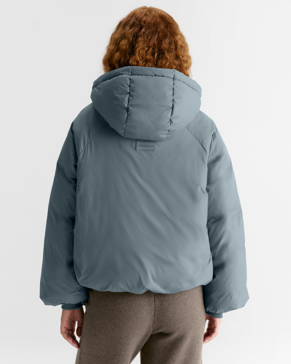 Funnel Neck Balloon Sleeve Down Puffer Jacket - Storm Blue