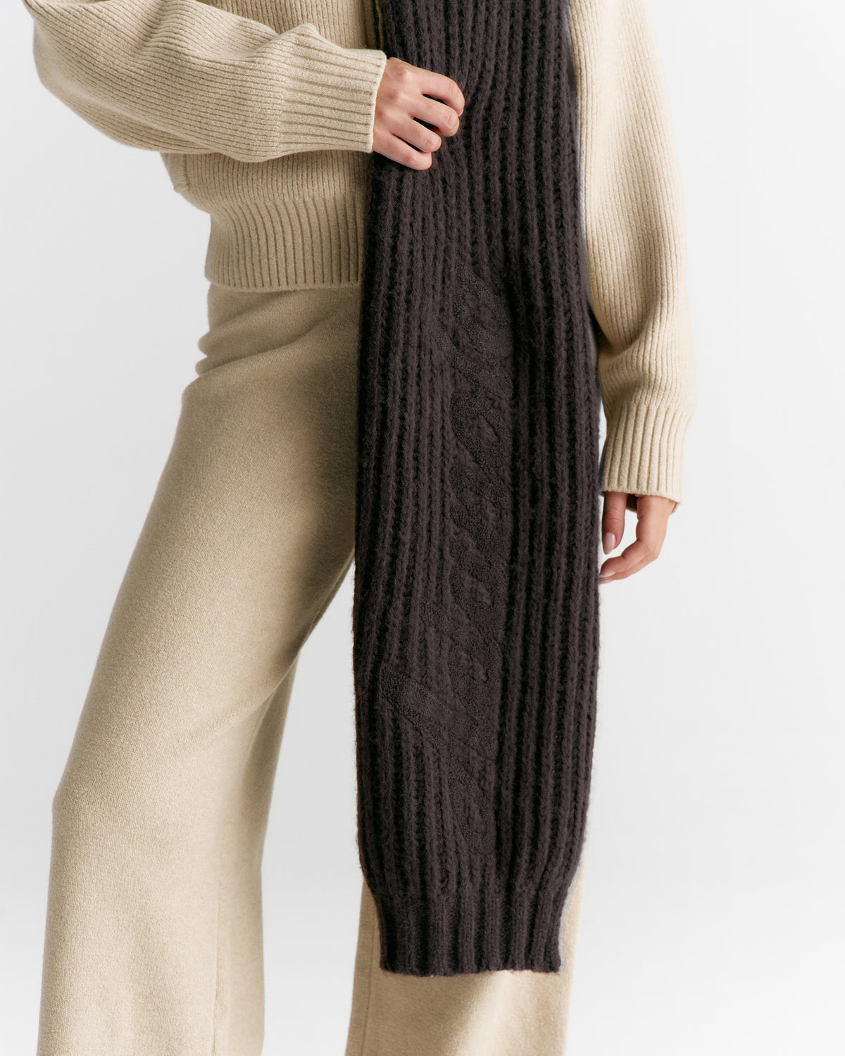 Chunky Boucle Scarf - Coffee Bean
