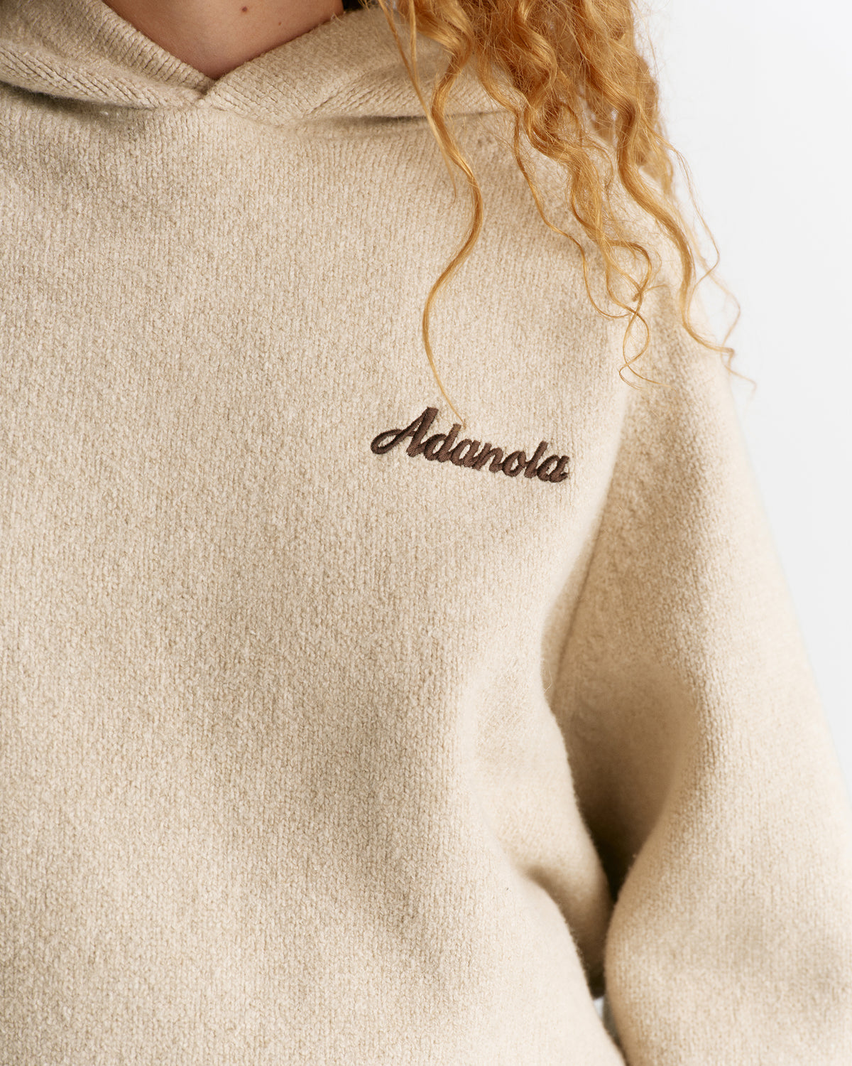 Oversized Knit Hoodie - Oatmeal