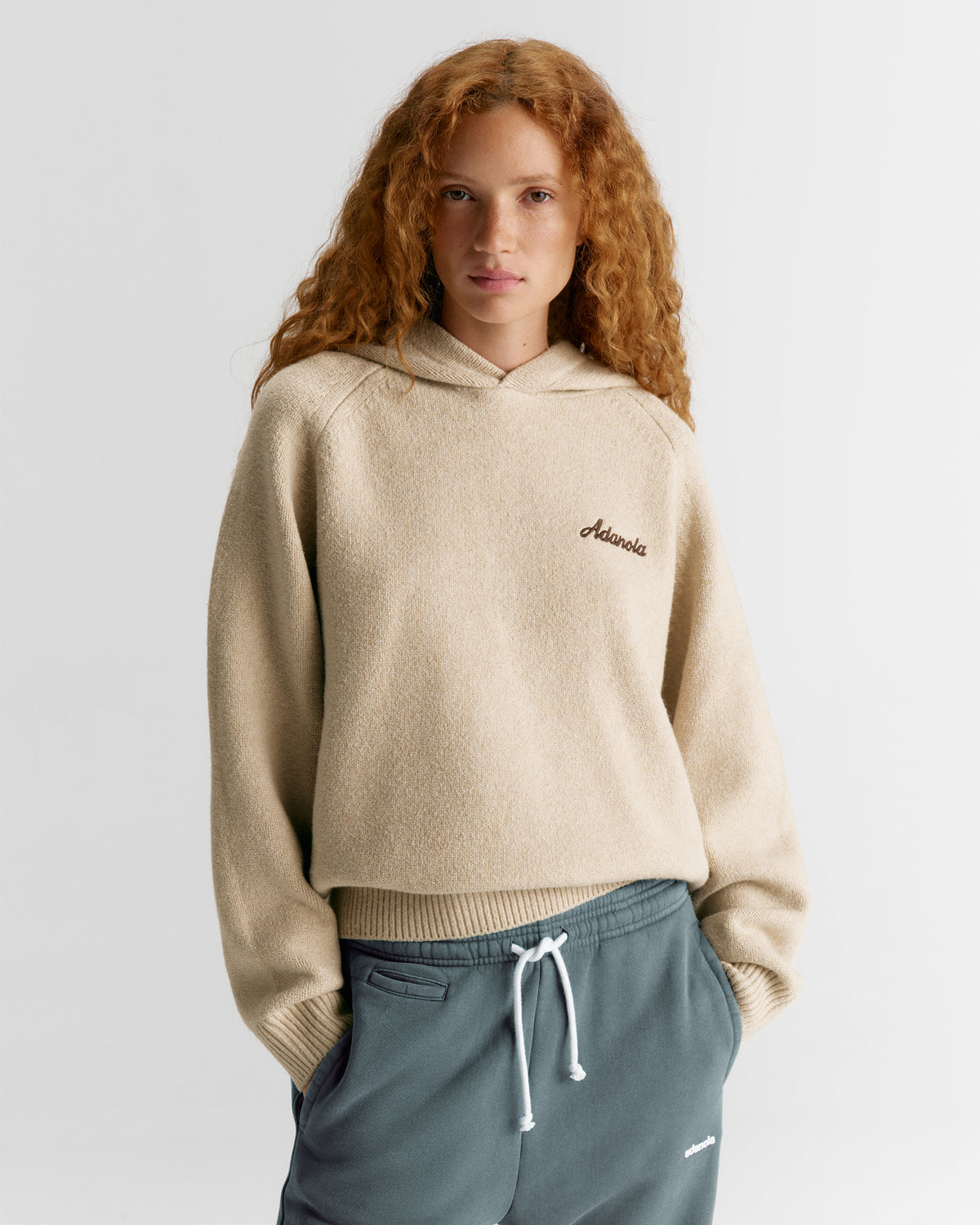 Oversized Knit Hoodie - Oatmeal