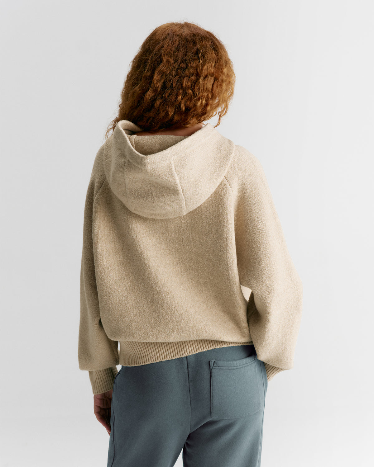 Oversized Knit Hoodie - Oatmeal