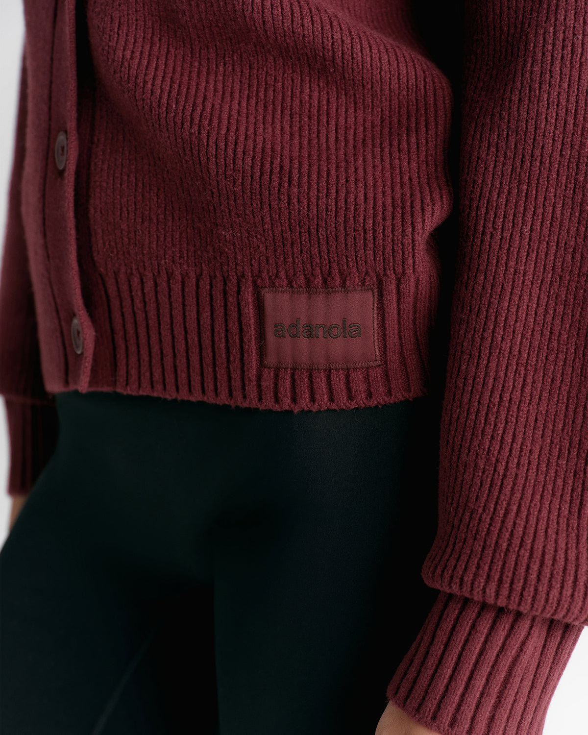 Knit Funnel Neck Collar Cardigan - Damson