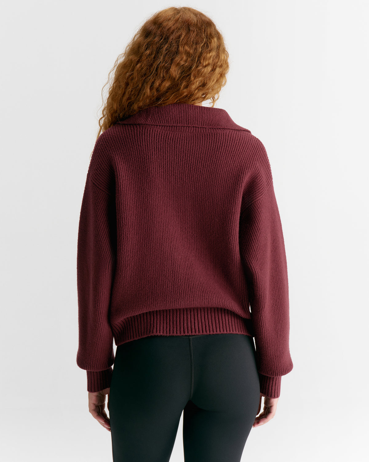 Knit Funnel Neck Collar Cardigan - Damson