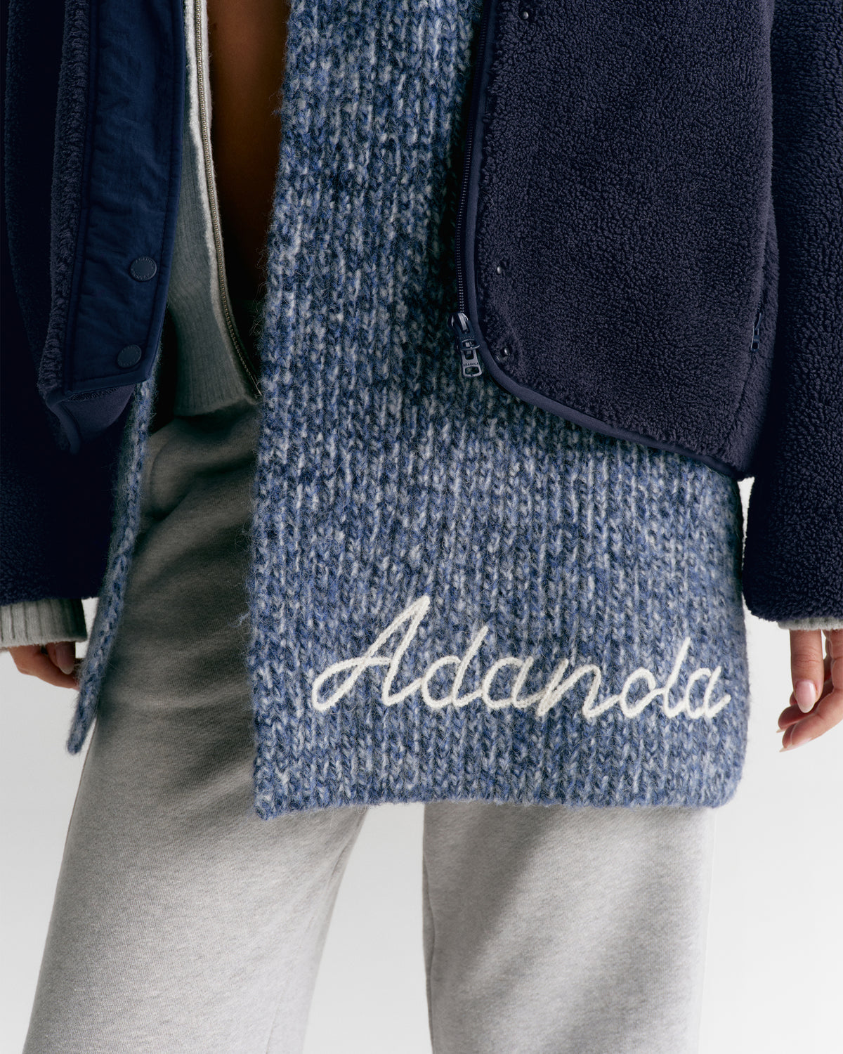 Knit Marl Scarf - Navy Blue