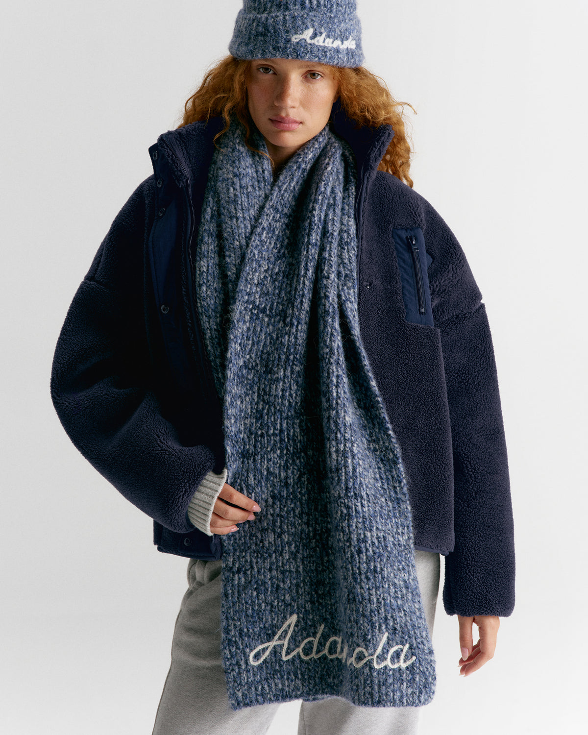 Knit Marl Scarf - Navy Blue