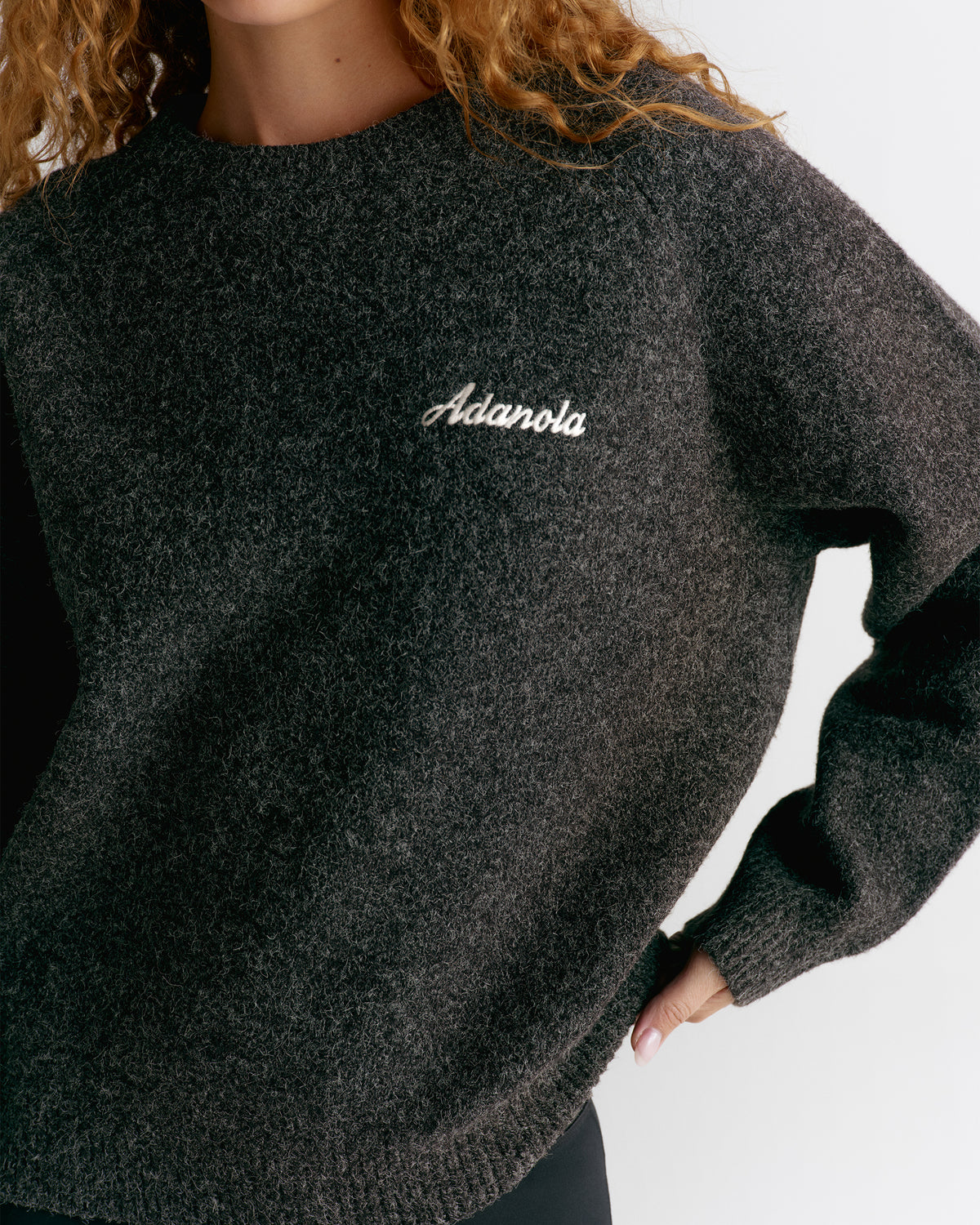 Oversized Knit Sweatshirt - Charcoal Grey
