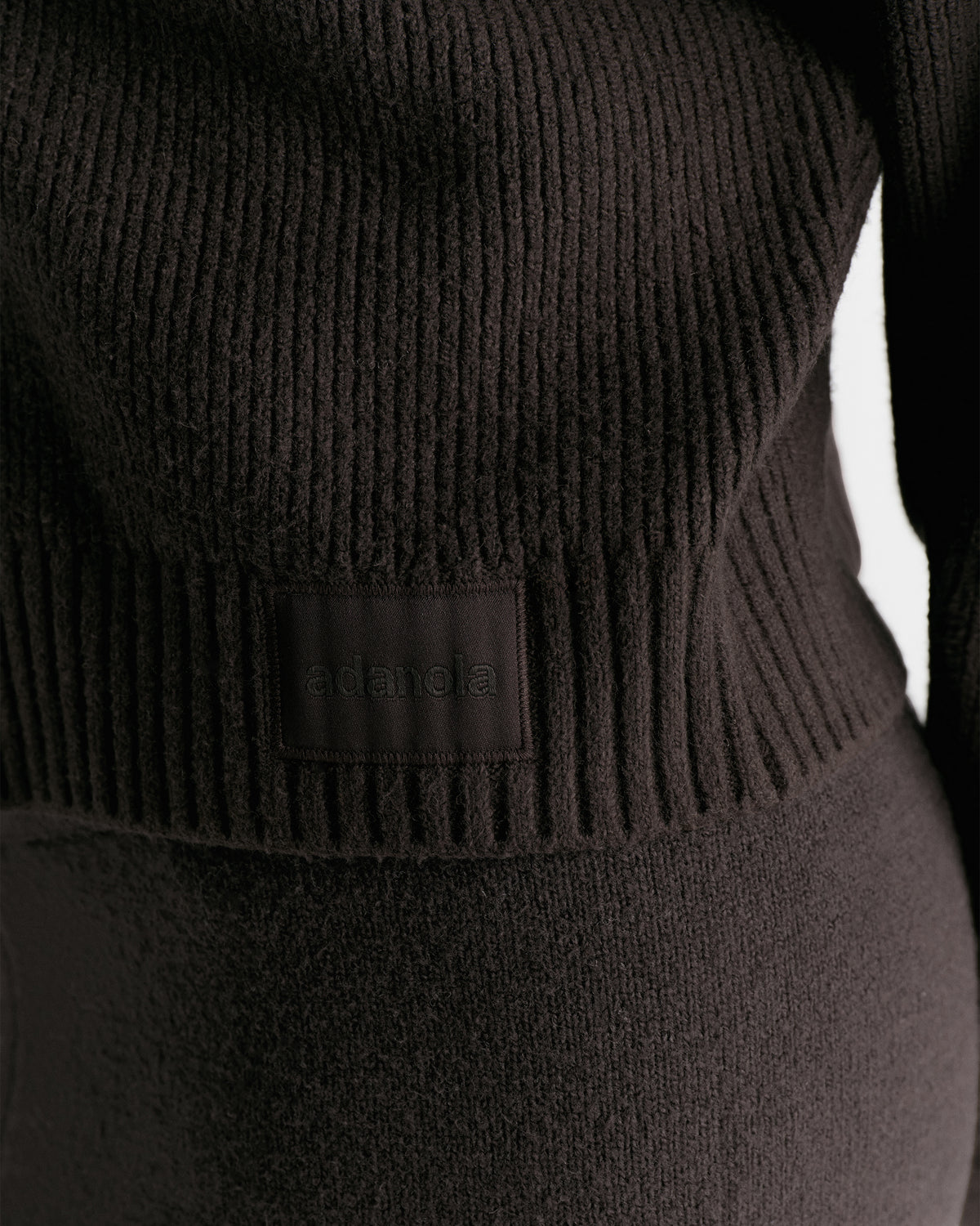 Knit Funnel Neck Collar Cardigan - Coffee Bean