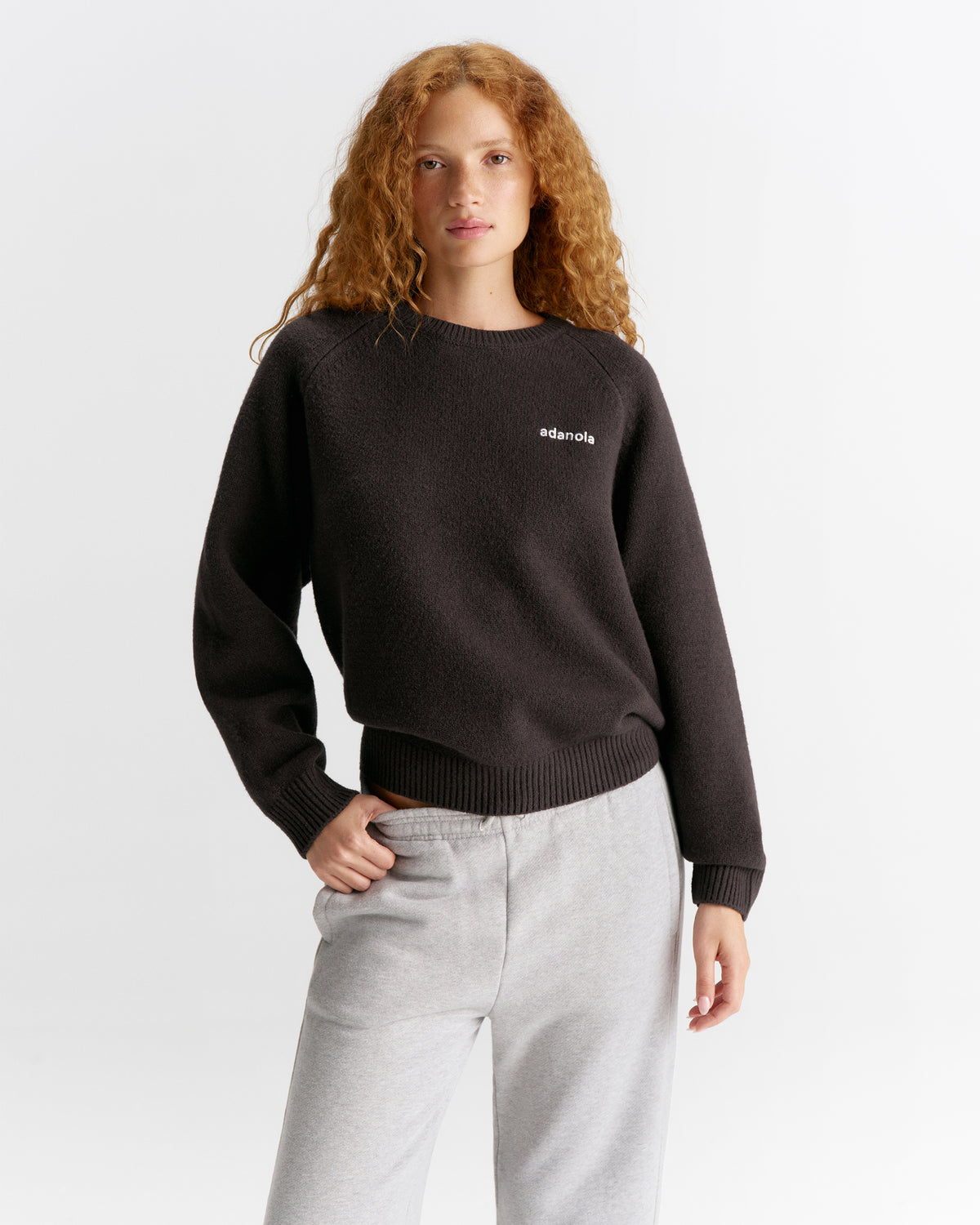 Oversized Knit Sweatshirt - Coffee Bean